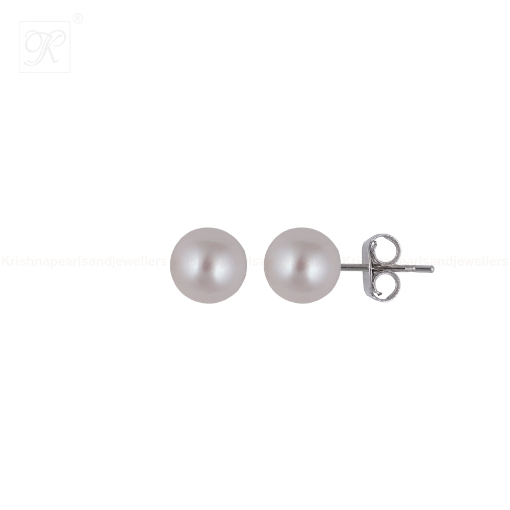 Classic Round Pearl Stud Earrings | Krishna Pearls and Jewellers