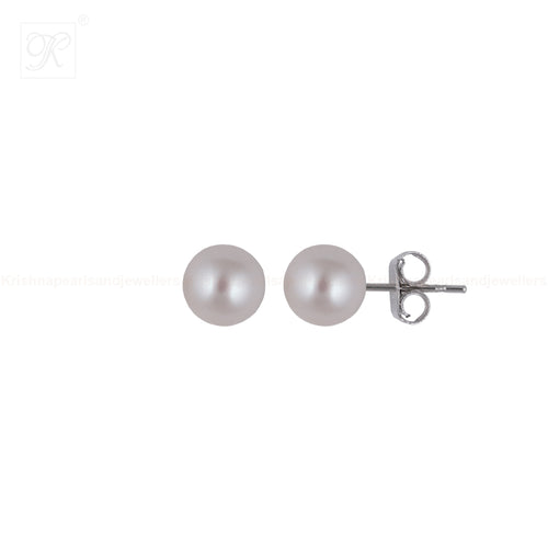 Classic Round Pearl Stud Earrings | Krishna Pearls and Jewellers