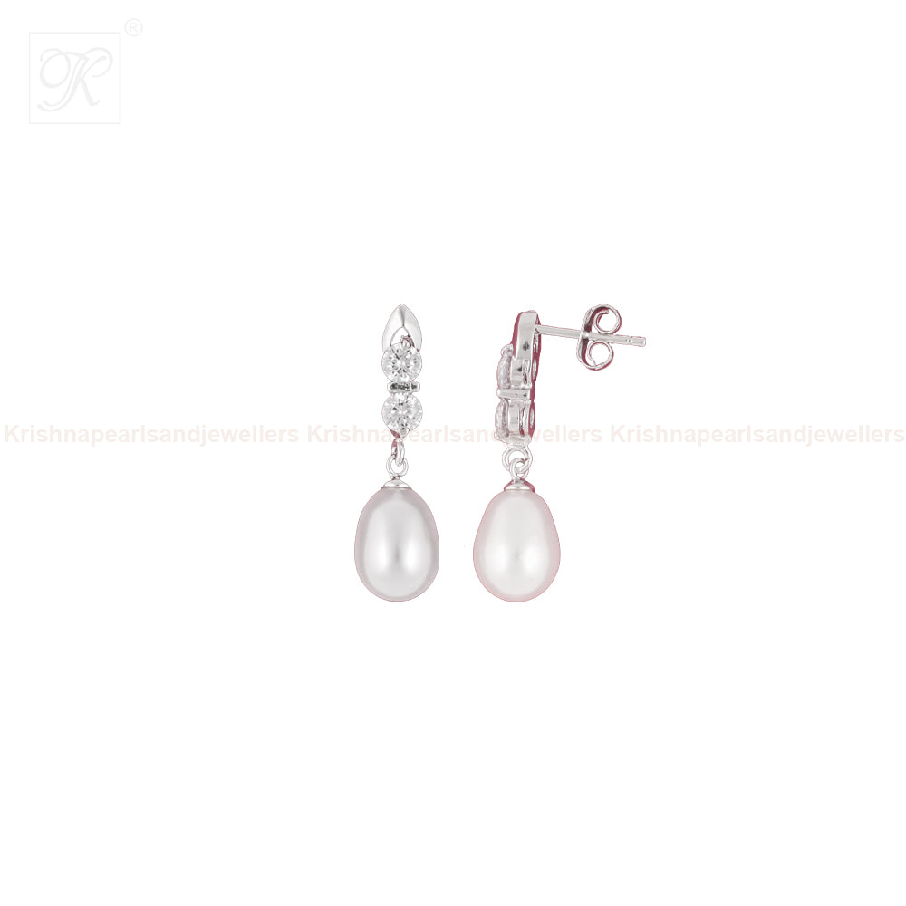 Ivory Grace Pearl Drop Earrings Freshwater | Krishna Pearls and Jewellers