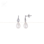 Teardrop Pearl Elegance Earrings with CZ | Krishna Pearls and Jewellers