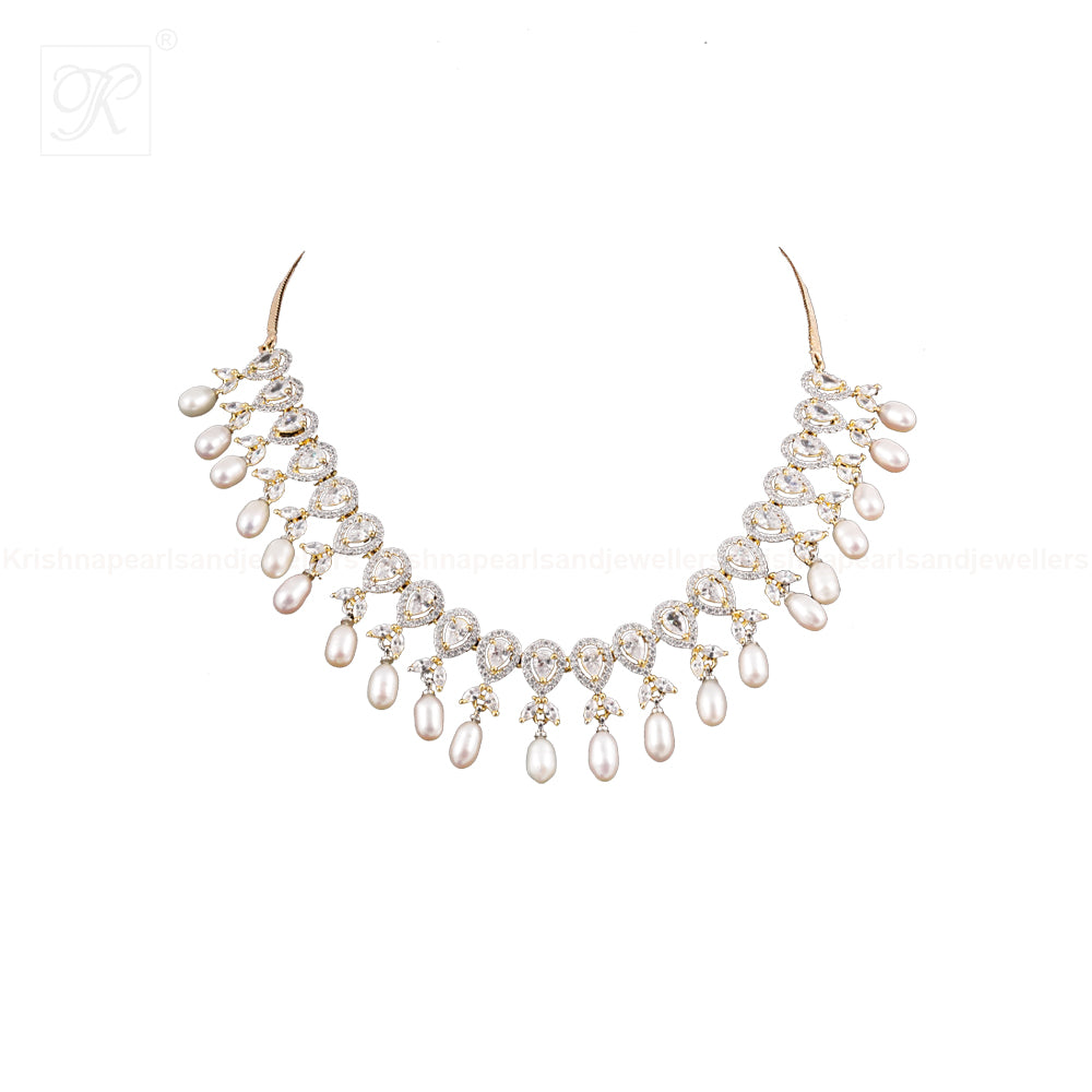 Royal Cascade Drop Pearl Necklace Set | Krishna Pearls and Jewellers