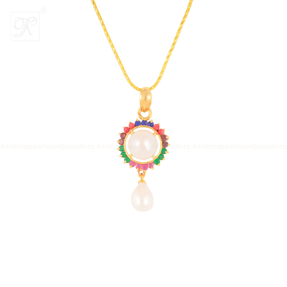 Radiant Petals White Pearl Pendant & | Krishna Pearls and Jewellers