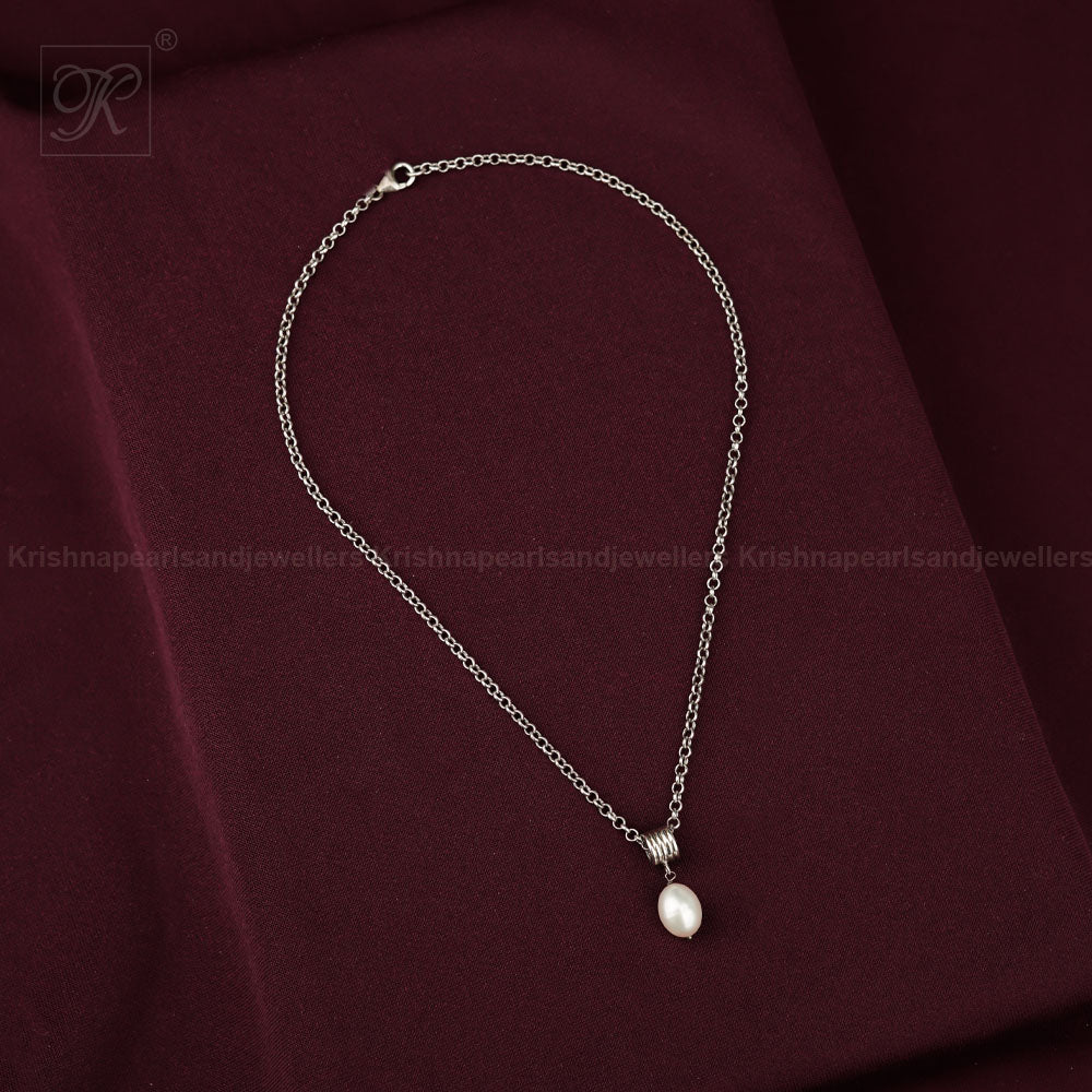 Lustrous Drop: White Pearl Pendant Fancy | Krishna Pearls and Jewellers