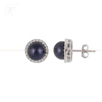 Floral-Inspired Blue CZ Stud Earrings in | Krishna Pearls and Jewellers