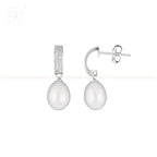 Silver CZ Pearl Drop Earrings Freshwater | Krishna Pearls and Jewellers