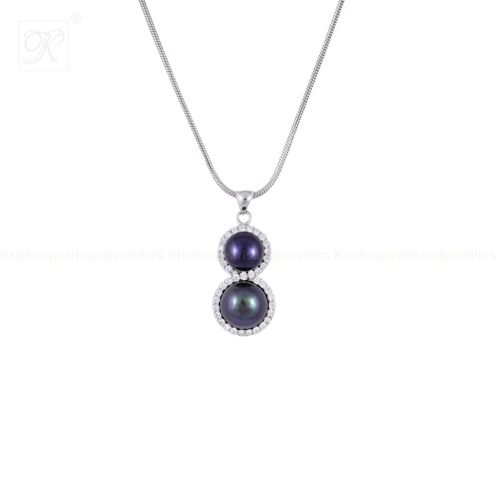 Midnight Cascade Blue Pearl Set – Dual Drop | Krishna Pearls and Jewellers