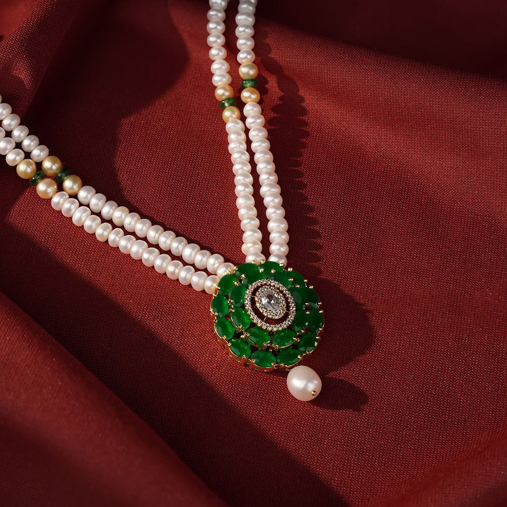 Double Strand Freshwater Pearl Necklace & Earrings Set