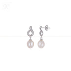 Twist Elegance CZ Pearl Drop Earrings | Krishna Pearls and Jewellers
