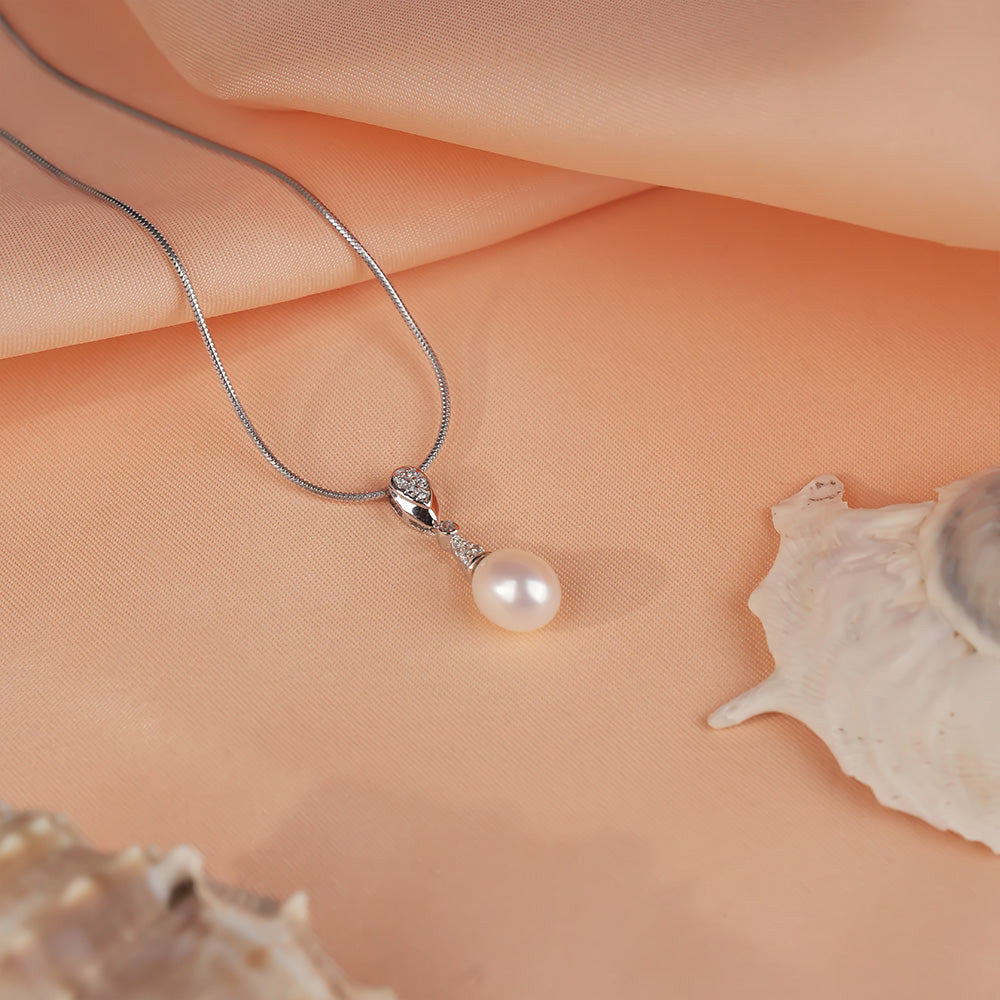 Sterling Silver CZ Pearl Jewelry Set for Bridal & Party Wear Collection