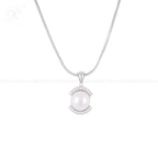 Crescent Charm Pearl Set – CZ-Kissed Creamy | Krishna Pearls and Jewellers