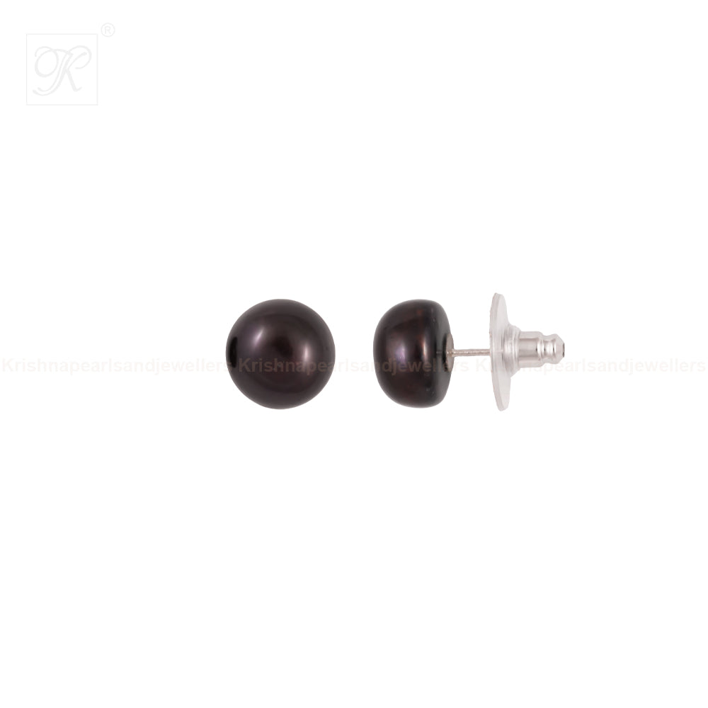 Deep Ocean Black Pearl Stud Earrings | Krishna Pearls and Jewellers