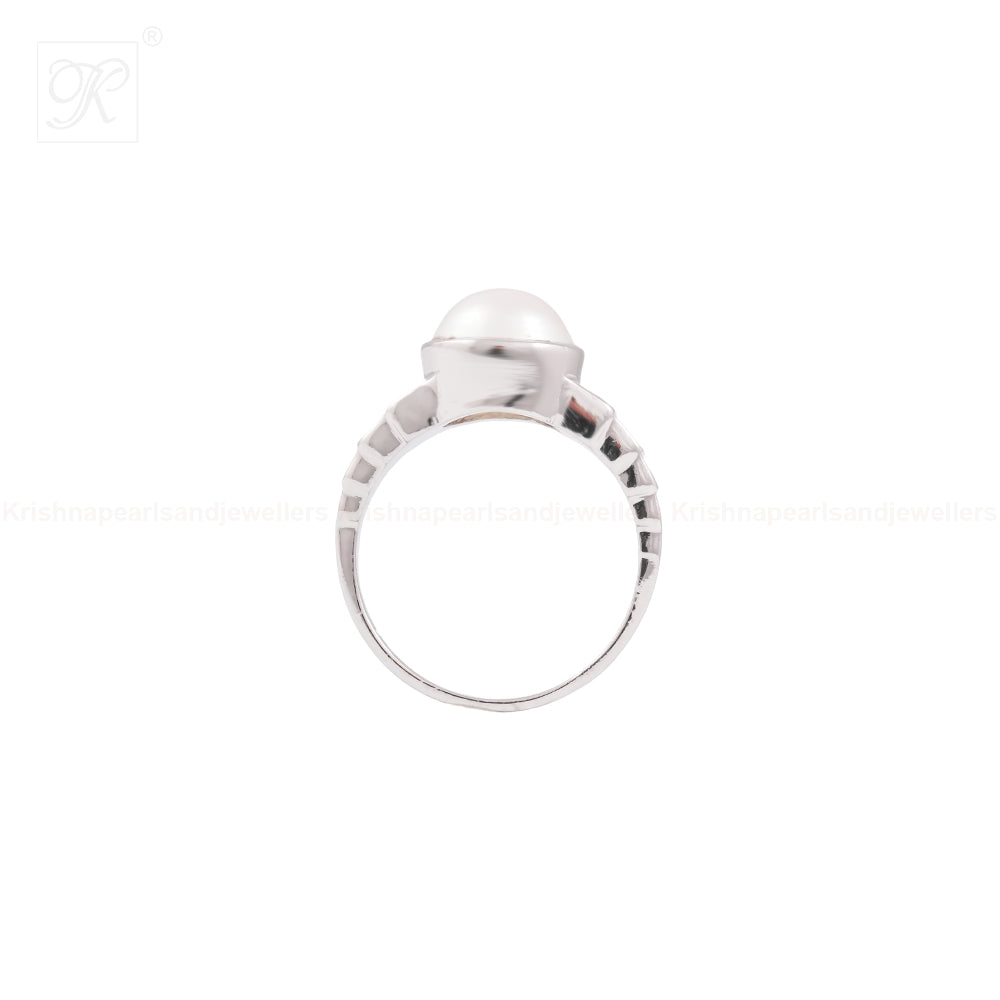 Modern Prestige: White Pearl Ring with | Krishna Pearls and Jewellers