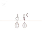 Elegant Silver CZ Drop Earrings with | Krishna Pearls and Jewellers