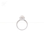 Regal Reflection: White Pearl and Silver Accent Ring | Krishna Pearls and Jewellers