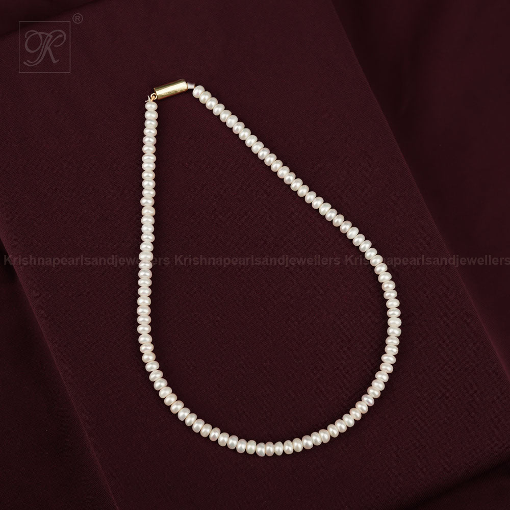 Elegant White Pearl String with Rosé | Krishna Pearls and Jewellers