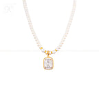 Royal Square Zirconia Pearl Jewelry Set | Krishna Pearls and Jewellers