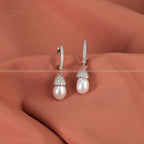 Elegant Silver Drop Earrings with CZ | Krishna Pearls and Jewellers