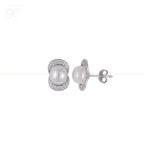 Radiant Embrace Pearl Stud Earrings with CZ | Krishna Pearls and Jewellers