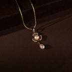 Floral Pearl Drop Pendant & Earrings Set