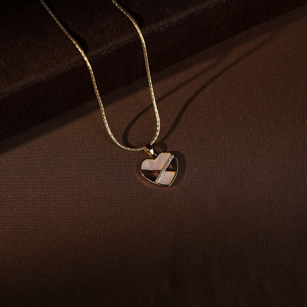 Elegant Heart Pearl Pendant & Earrings Set