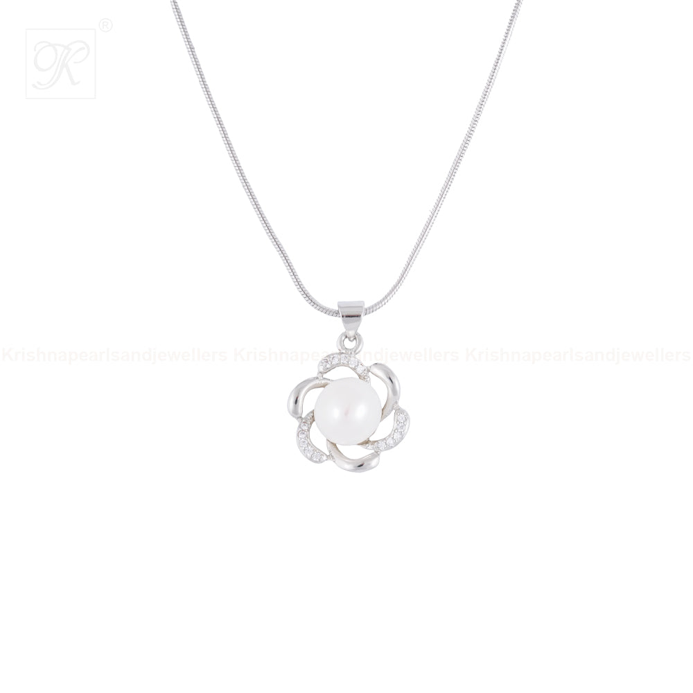 Silver Bloom Pearl Set Freshwater Pearl | Krishna Pearls and Jewellers
