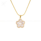 Golden Petal White Pearl Pendant & Earrings | Krishna Pearls and Jewellers