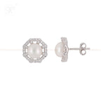 Silver CZ Pearl Tops Freshwater Pearl | Krishna Pearls and Jewellers