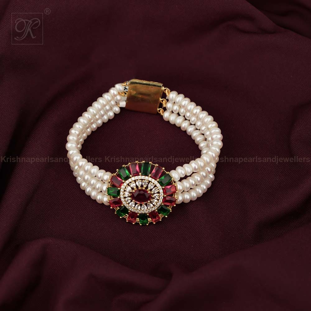 Elegant Pearl Bracelet with Multicolor | Krishna Pearls and Jewellers