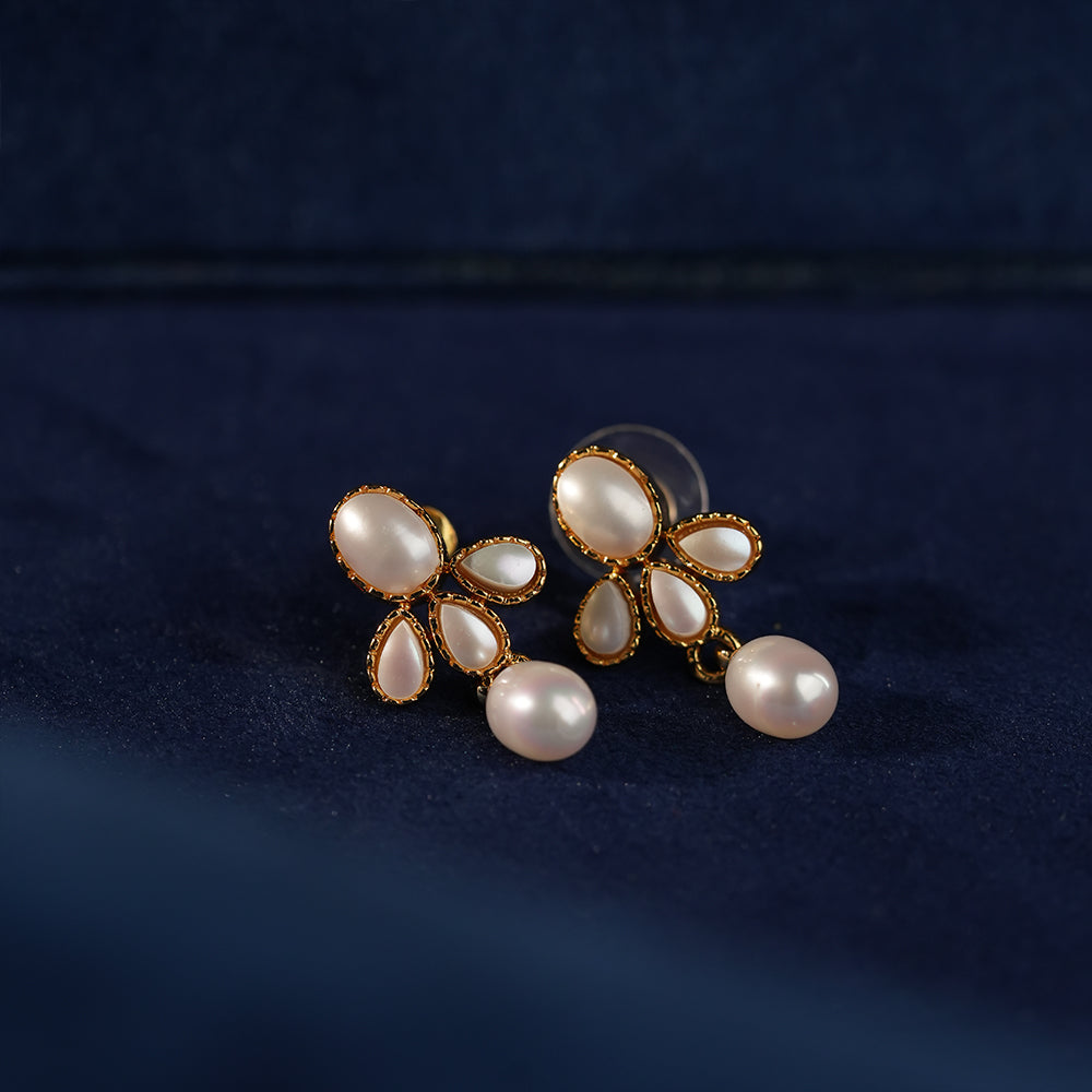 Floral Pearl Drop Pendant Jewelry Set for Women