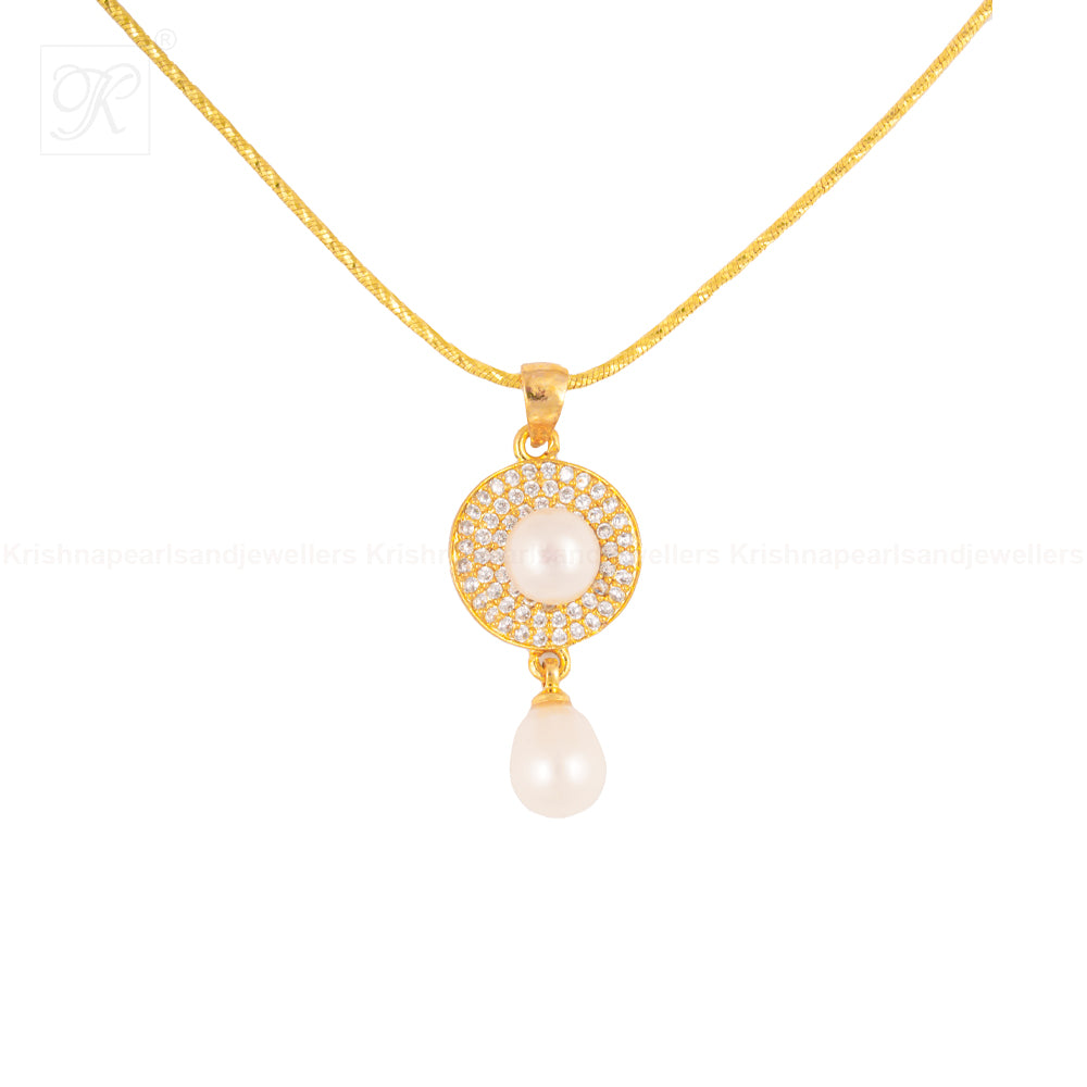 Golden Elegance Drop Pearl Set Freshwater | Krishna Pearls and Jewellers