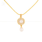 Golden Elegance Drop Pearl Set Freshwater | Krishna Pearls and Jewellers