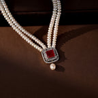 Double Strand Freshwater Pearl Necklace & Earrings Set