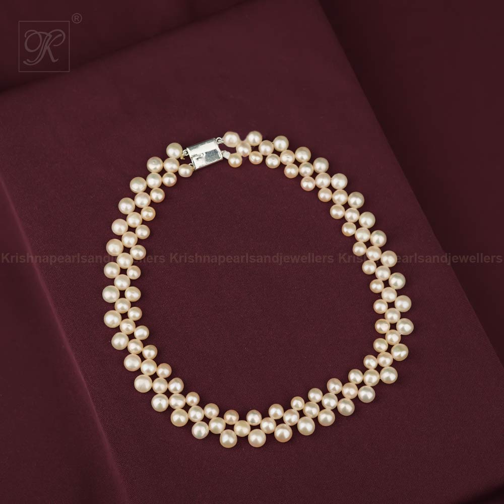 Blush Harmony Peach Pearl Woven Choker | Krishna Pearls and Jewellers
