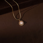 Elegant Floral Pearl Pendant Set with Matching Stud Earrings