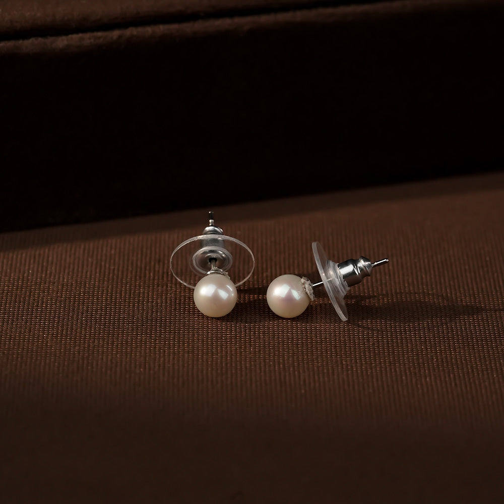 Classic White Freshwater Pearl Stud Earrings