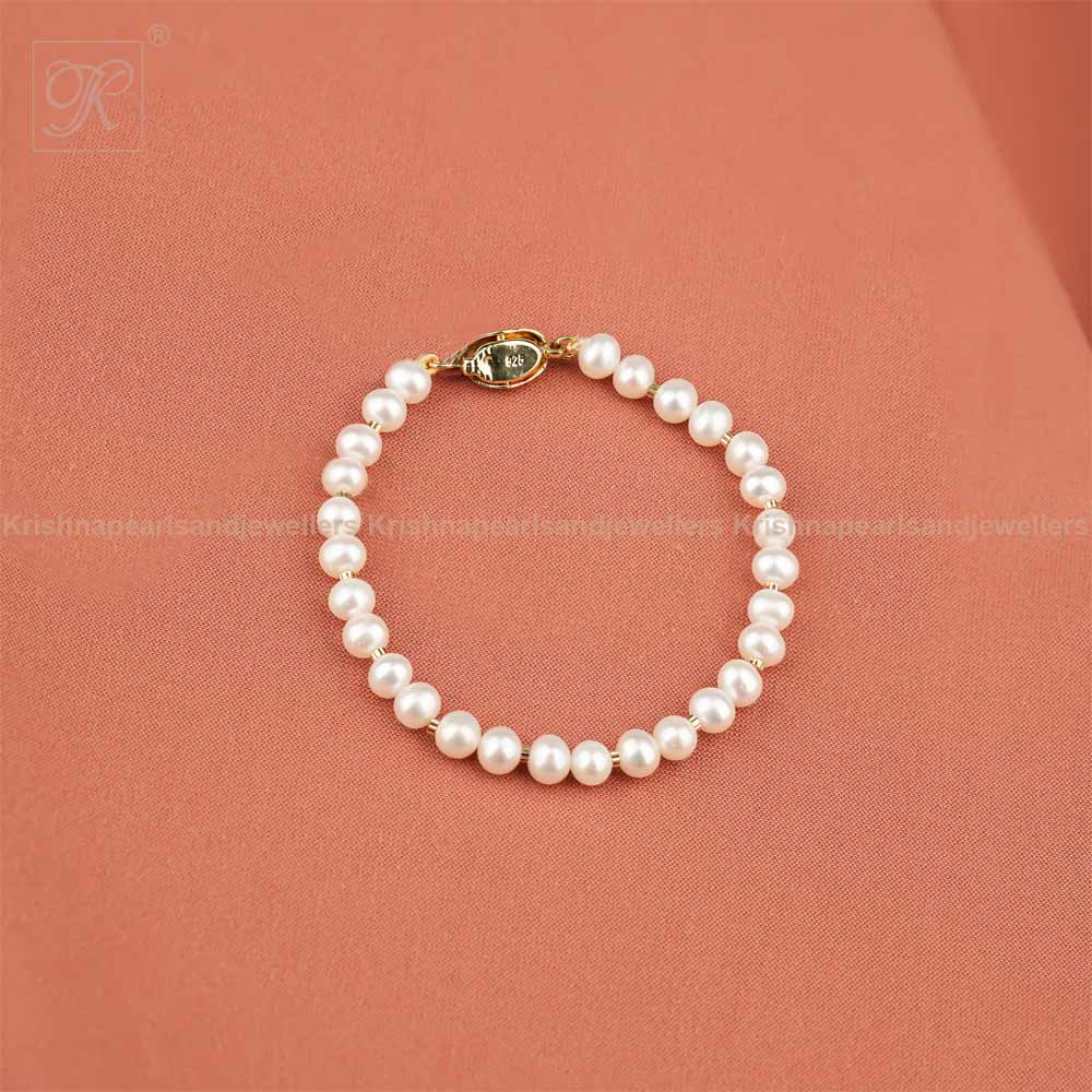 Timeless Elegance – White Pearl Bracelet | Krishna Pearls and Jewellers