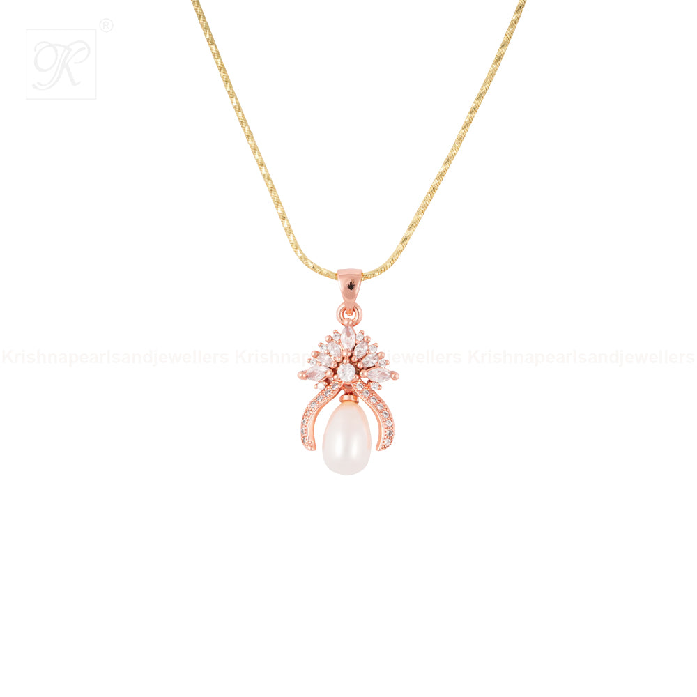 Ivory Drop Sparkle Pendant & Earrings Set | Krishna Pearls and Jewellers