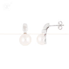 Sleek Simplicity Silver Pearl Stud Drop | Krishna Pearls and Jewellers