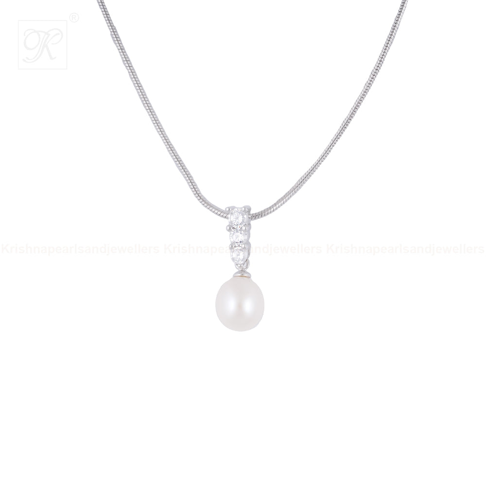 Radiant Trio CZ ROUND Pearl Set – Silver | Krishna Pearls and Jewellers