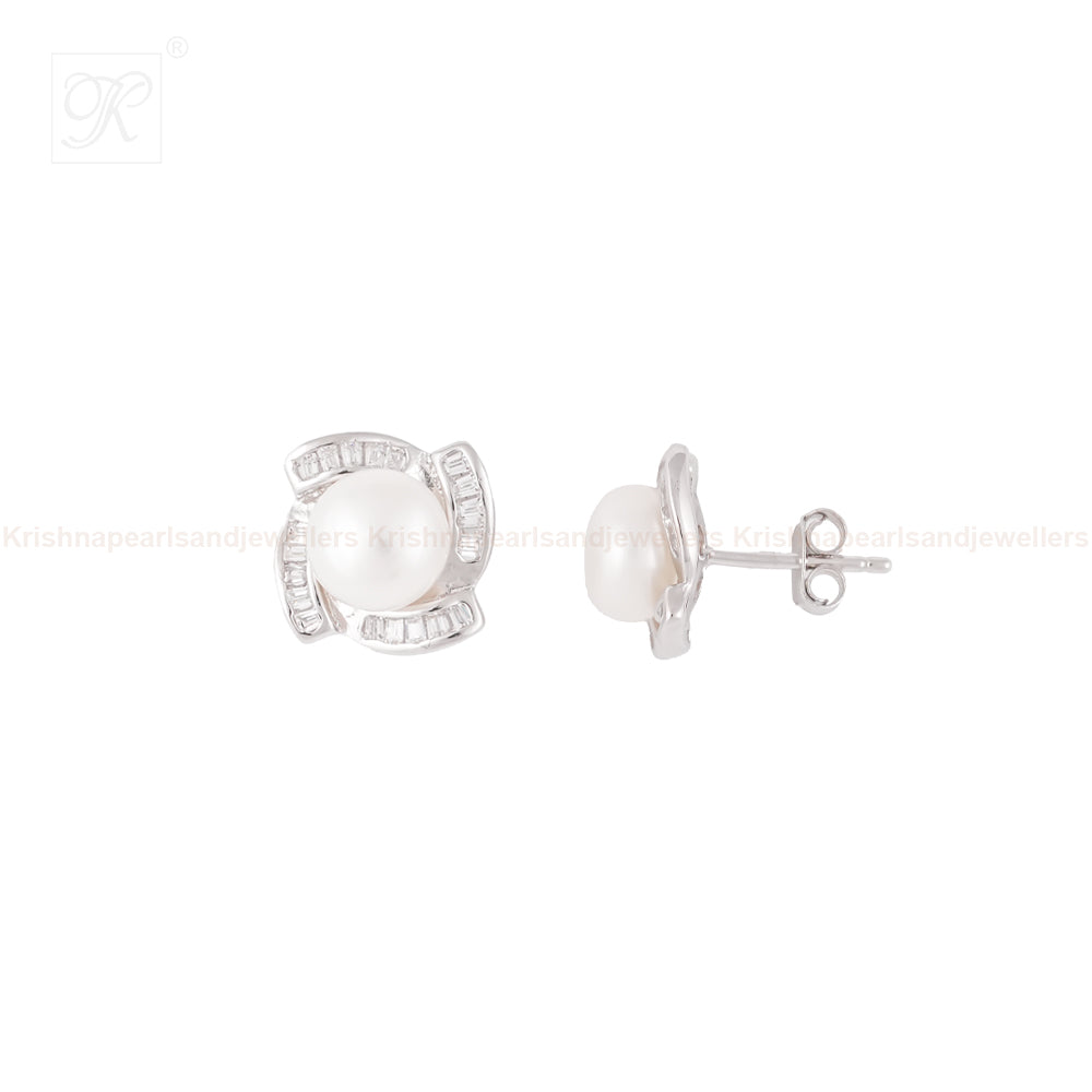 Classic Pearl Stud Earrings with | Krishna Pearls and Jewellers
