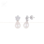 Silver Iridescent Blossom Drop Earrings | Krishna Pearls and Jewellers