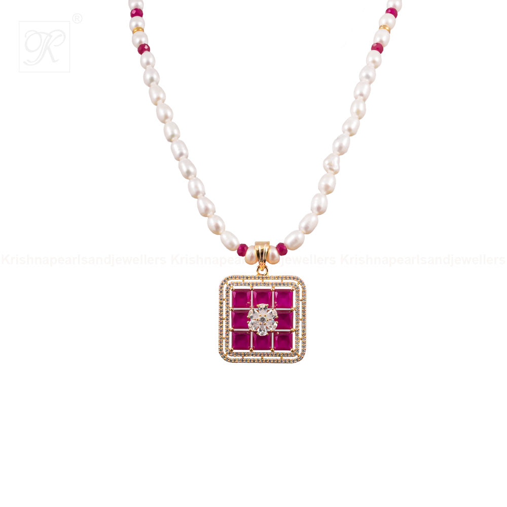 Flat Red With Cubic Zirconia Majesty Pearl | Krishna Pearls and Jewellers