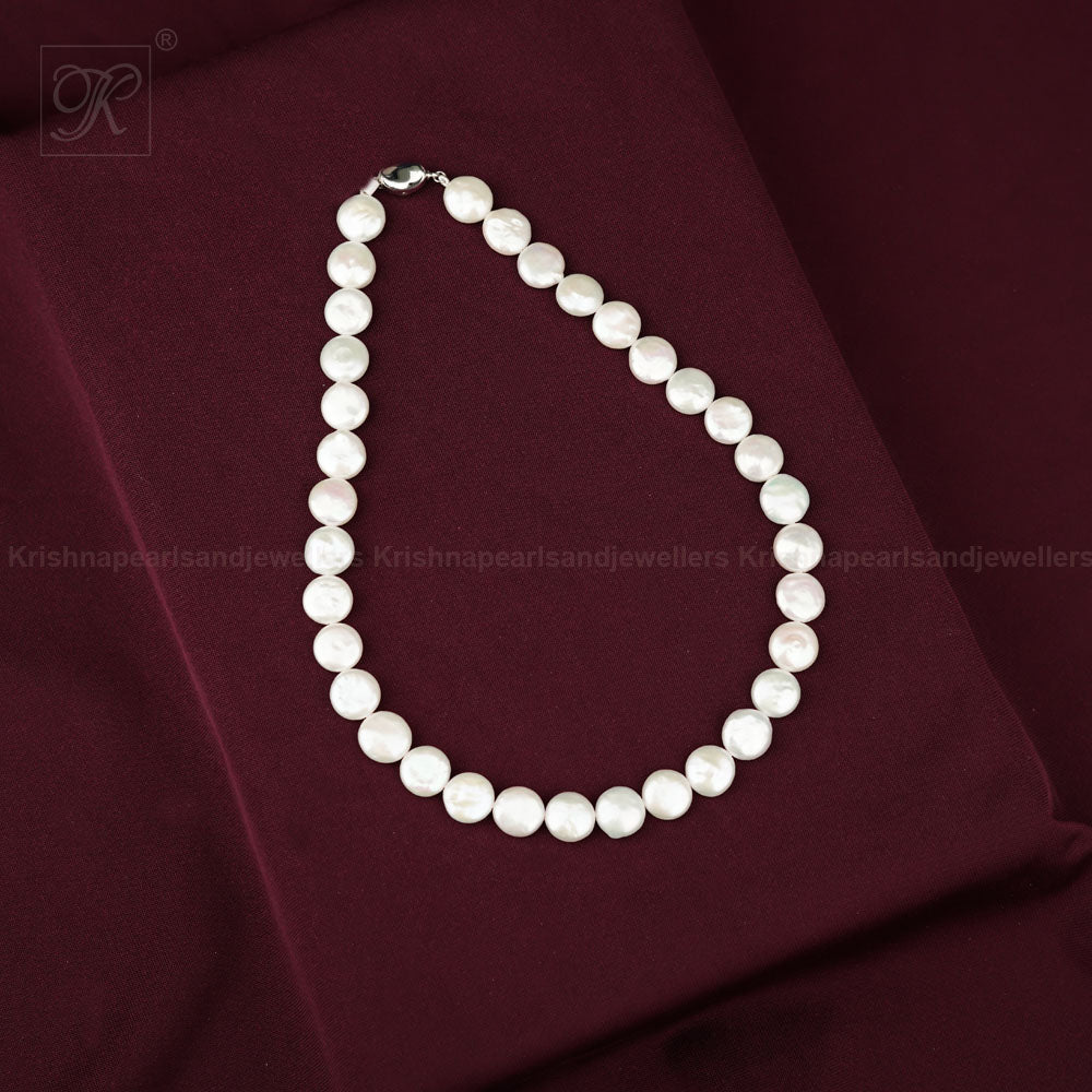 Lunar Reflections: Coin Pearl Fancy string | Krishna Pearls and Jewellers