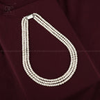 Triple-Strand White Pearl String with Gold | Krishna Pearls and Jewellers