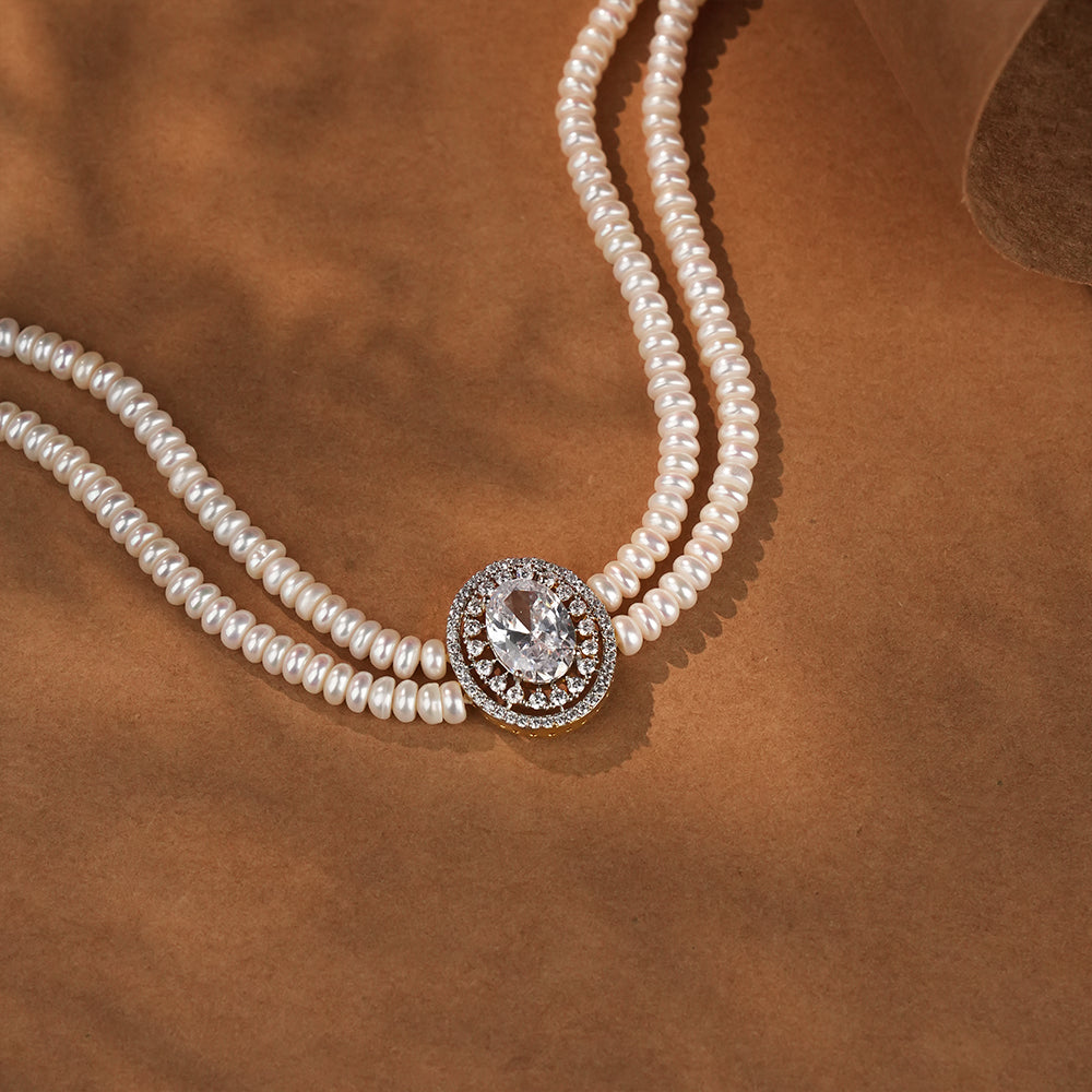 Royal Pearl double layer Necklace with Designer Earrings & Premium Pearl Bangles | Luxury Bridal Pearl Jewellery Combo offer set for Women