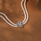 Royal Pearl double layer Necklace with Designer Earrings & Premium Pearl Bangles | Luxury Bridal Pearl Jewellery Combo offer set for Women