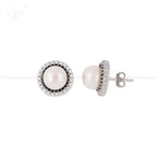 Silver white pearl with CZ earrings | Krishna Pearls and Jewellers