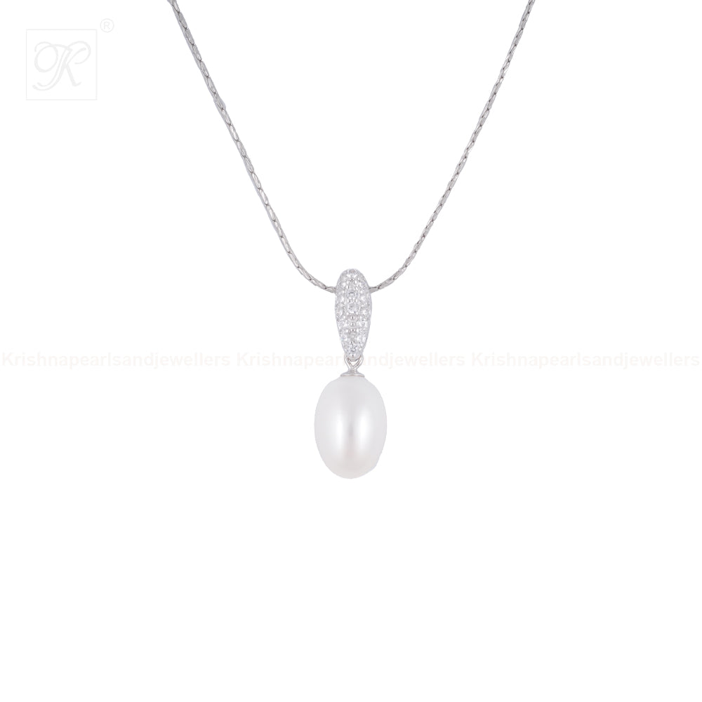 Ivory Drop Pearl Set – CZ Teardrop Elegance | Krishna Pearls and Jewellers
