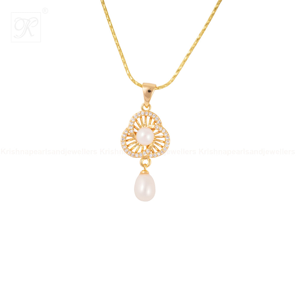 Royal Clover Pearl Drop Set Freshwater | Krishna Pearls and Jewellers