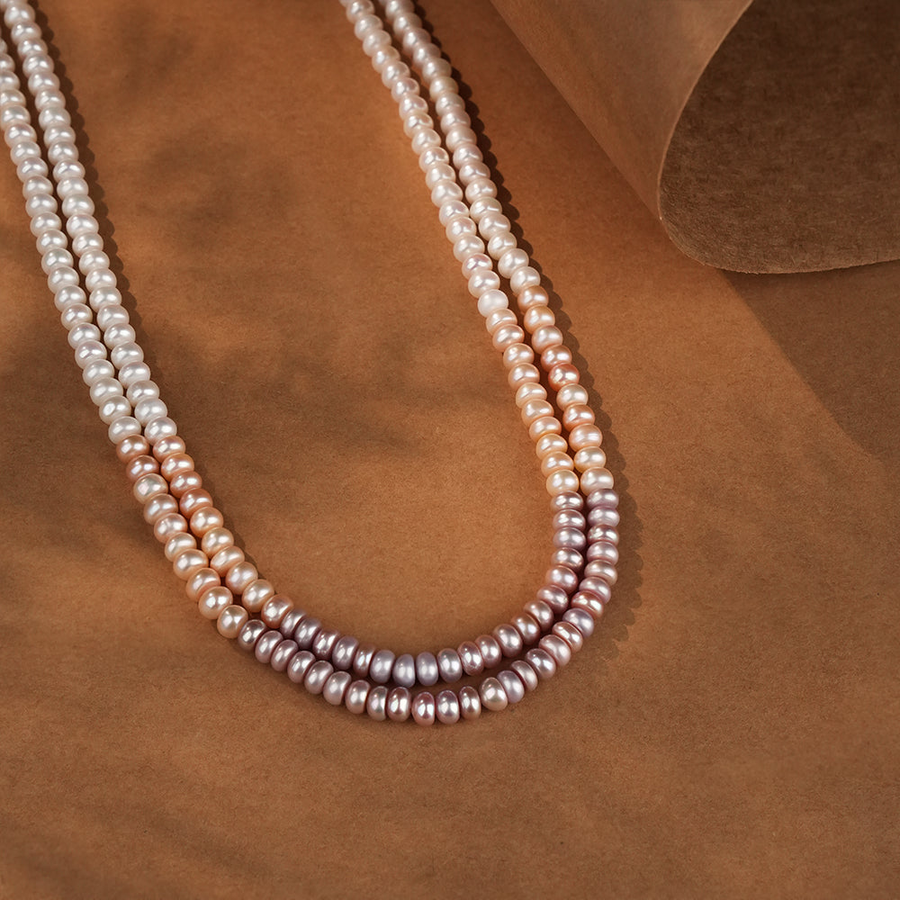 Multicolor Pearl Necklace Set with Pearl Stud Earrings & Handcrafted Pearl Bracelet | Elegant Pearl Jewellery Combo for Women